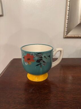 Pioneer Woman Floral Pedestal Mug with Yellow Base